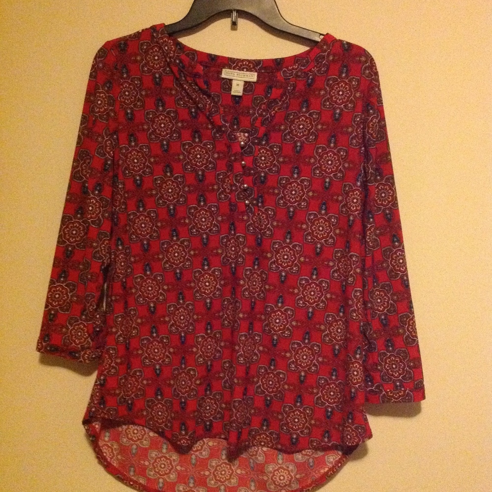 Dana Buchman 3/4 Length Patterned Shirt